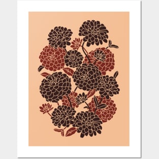 Zinnia Flower Pattern Posters and Art